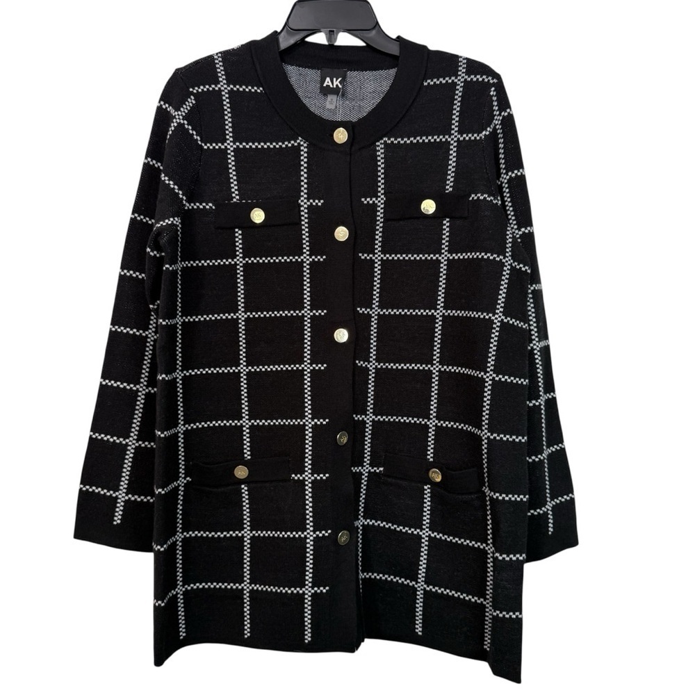Anne Klein Black and White Checkered Cardigan NWT